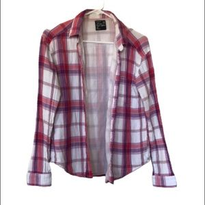 American Eagle Pink Plaid Cotton Flannel Size S